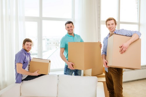 Loading boxes and household items into a van for a local move
