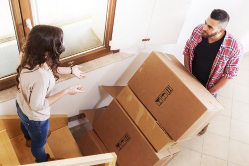 Professional team handling office furniture move