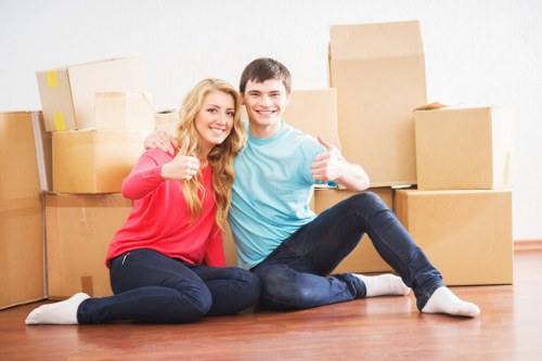Moving furniture and household items into a van for local transport